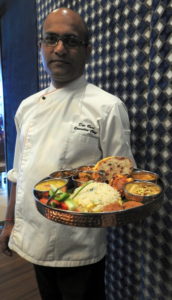 Chef Dev Bose with the Rajasthani Vegetarian thaali