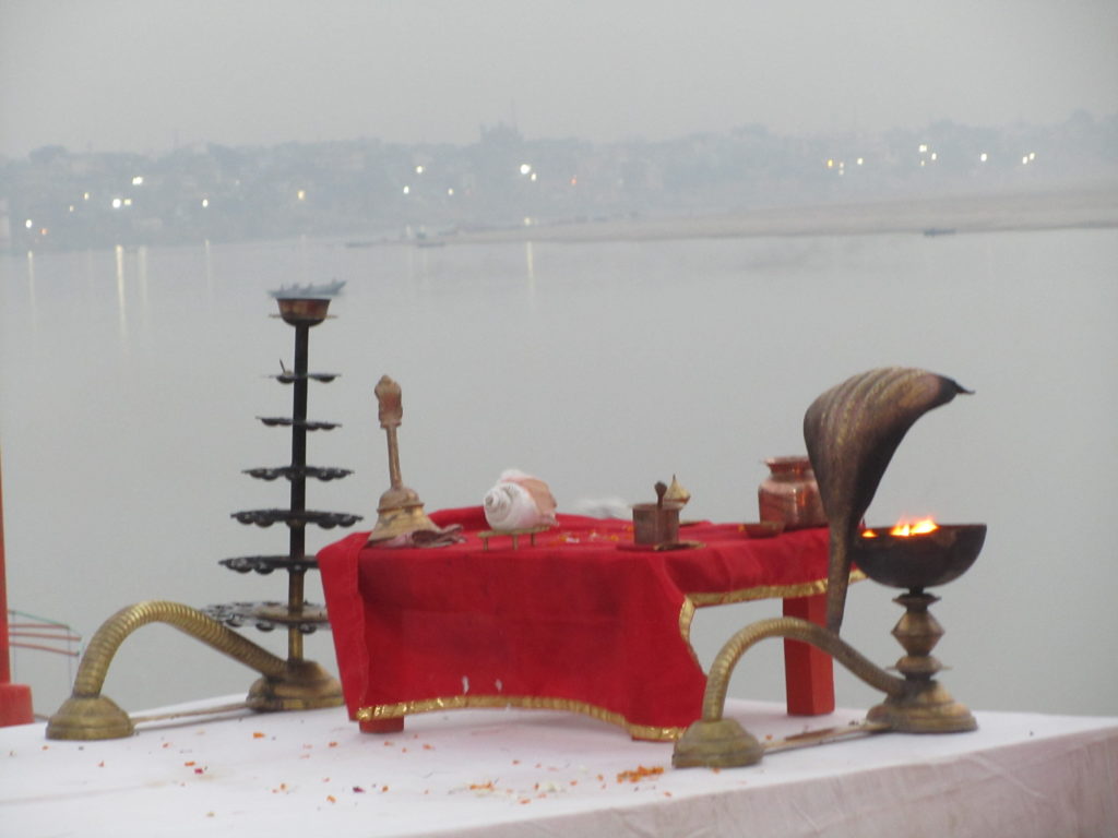 Puja items at the morning arati
