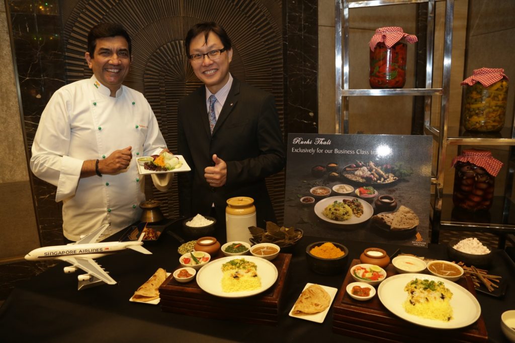 Mr. David Lim (right) General Manager, Singapore Airlines with Mr. Sanjeev Kapoor at the Ruchi Thali Tasting