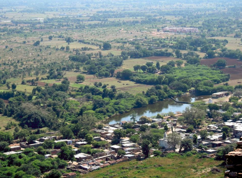 An aerial view of Chittorgarh