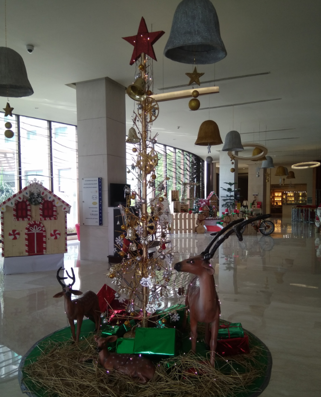 Beautiful Christmas decorations in the lobby