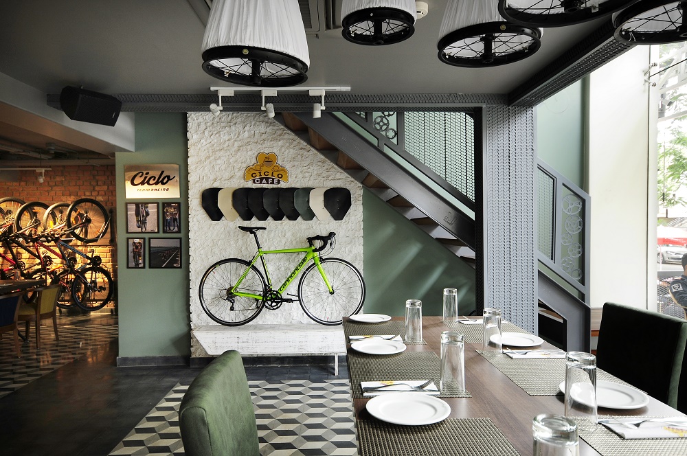 The cycle theme interiors of Ciclo Cafe