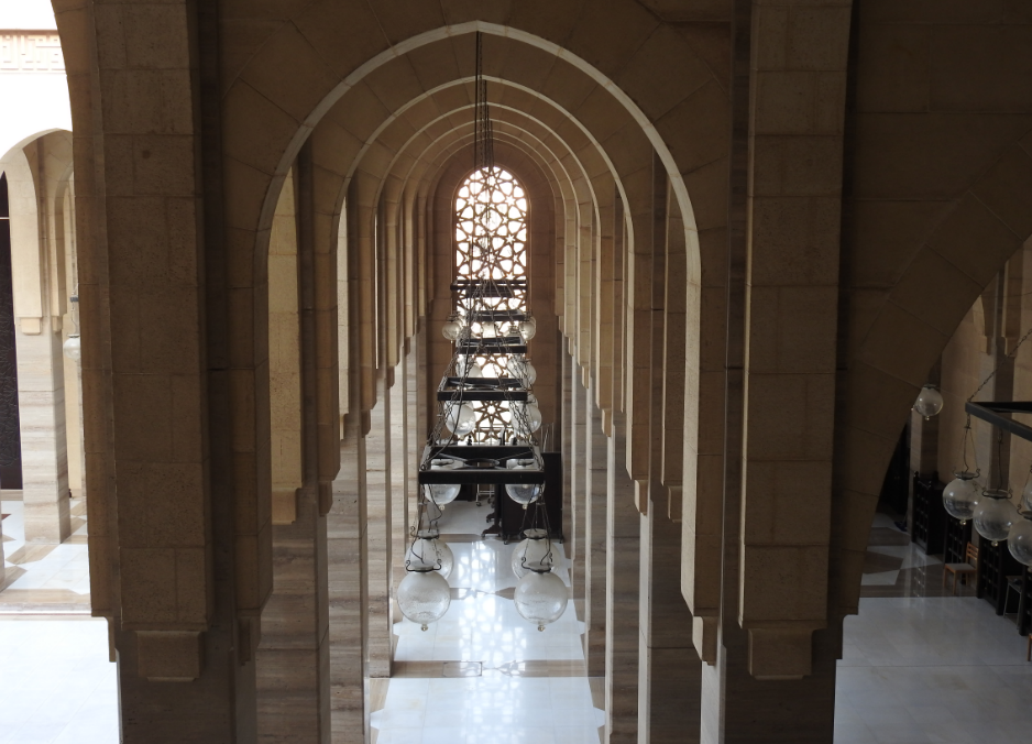 The corridors inside the mosque