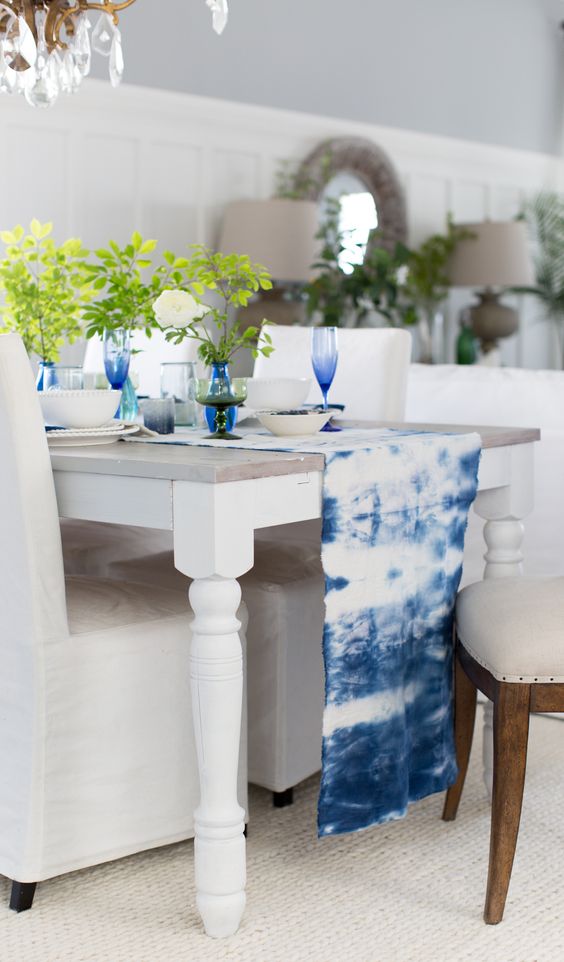 Make-a-shibori-table-runner-and-add-matching-glasses-to-highlight-it courtesy The Decor Kart