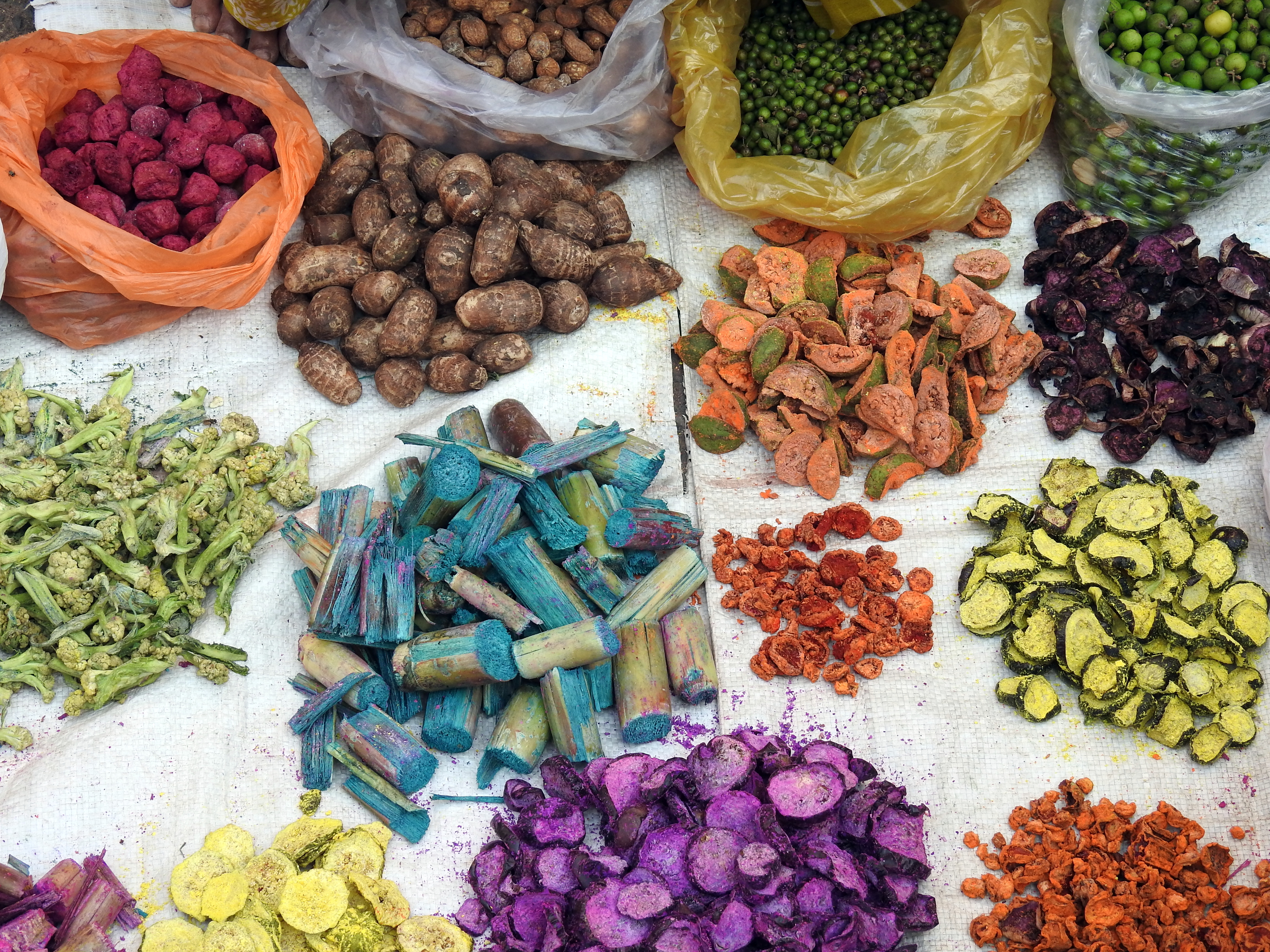 Local dried vegetables being sold in Bhopal's Chowk