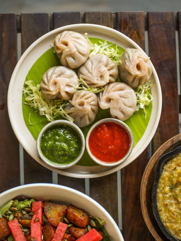 Spinach, Spring Onion & Water Chesnut Momos by Fabcafe by Fabindia