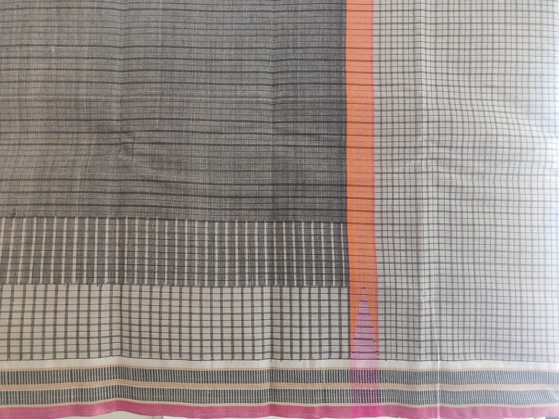 A section of a Kanchi cotton sari at Weave Maya