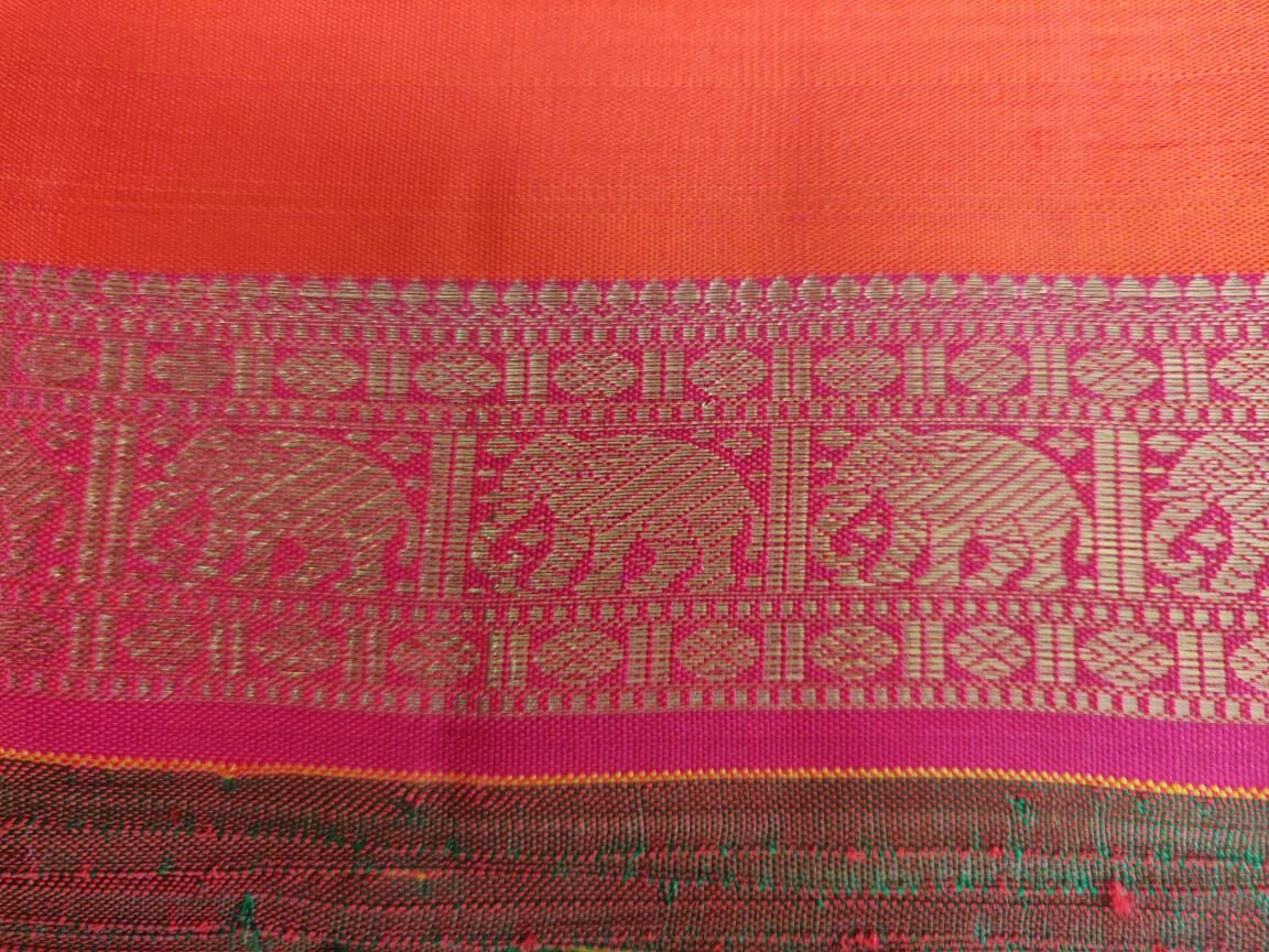 Elephant border on a silk sari at Weave Maya