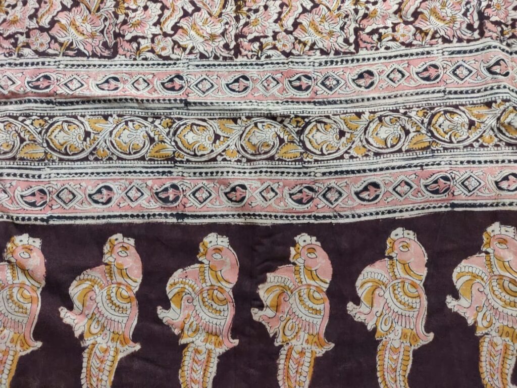 Kalamkari Hand Block Print Natural Dyed Cotton Saree