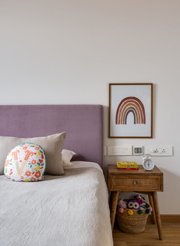 The lavender hued bedroom