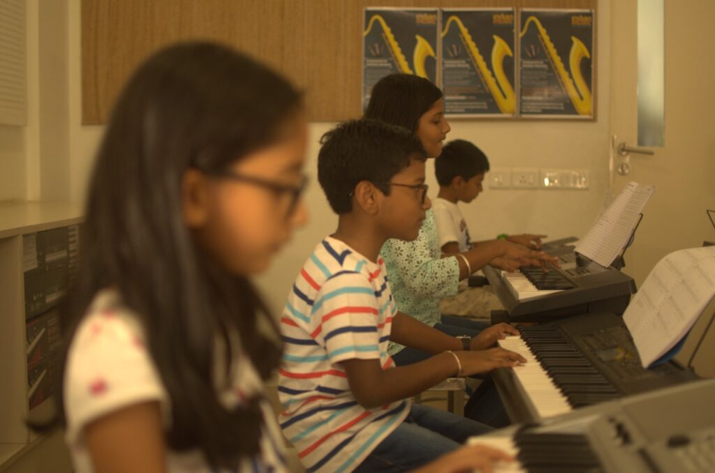 Students at the Indian Music Experience