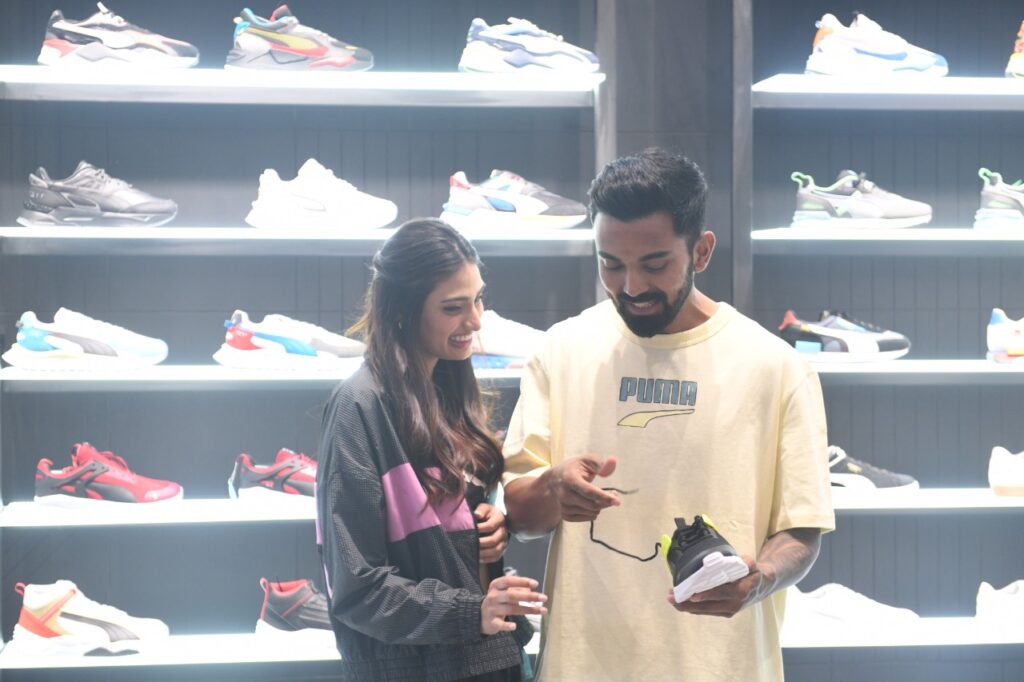 Athiya Shety with KL Rahul at the launch of the Puma store in Bengaluru