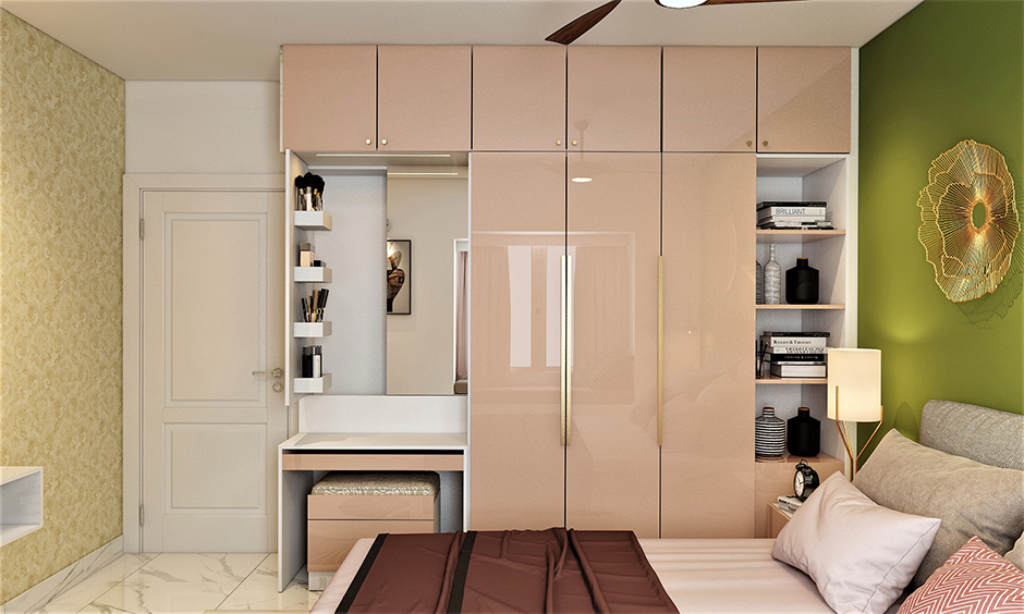 A stunning laminate wardrobe with a cleverly designed dressing unit courtesy Design Cafe