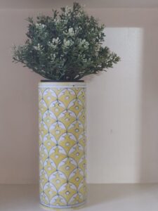 Handcrafted Elegant Yellow 'Blue Pottery' Decorative Vase