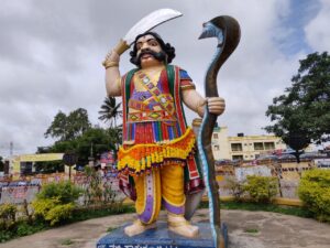 The statue of Mahishasura in Chamundi Hills