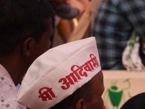 A tribal wears his identity proudly at Samvaad 2022