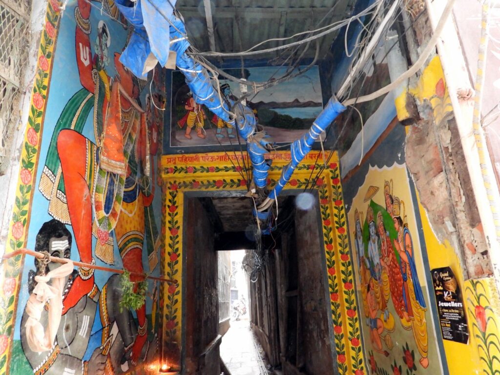 The alleys or gallis of Varansi's ghats are a riot of colour