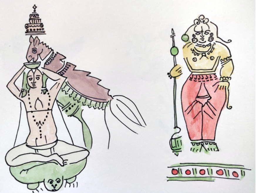 Illustration of Saint Vadiraja (left) and Udupi Krishna (Right)