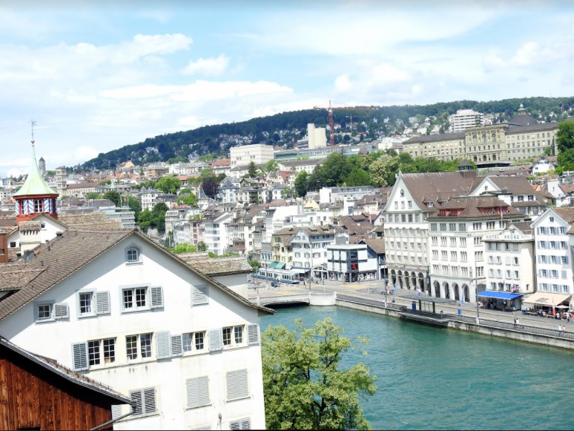 An aerial view of Zurich
