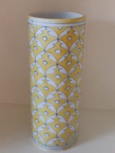 Handcrafted Elegant Yellow 'Blue Pottery' Decorative Vase