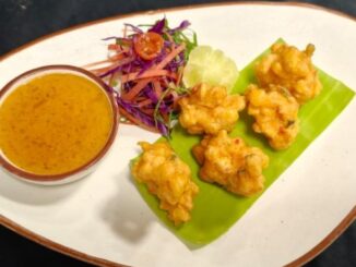 Corn tempura with Katsu curry